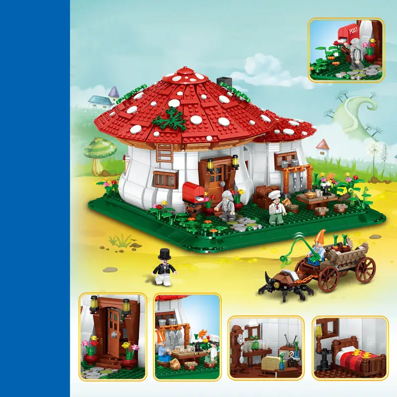 Mushroom House Street View Building Decoration Puzzle Assembly