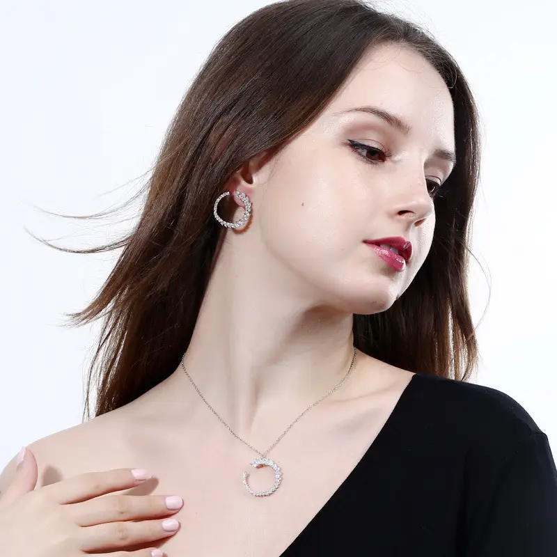 S925 Silver Needle Shiny Marquise Zircon Jewelry
