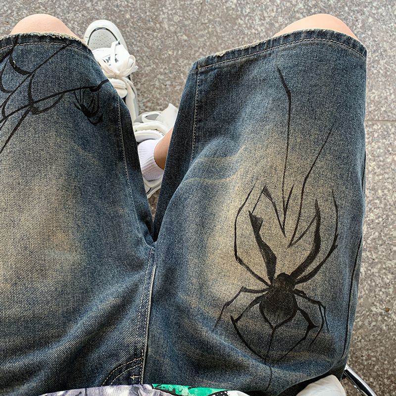 Title 6, Hand-painted Cat Beard Craft Denim Shorts