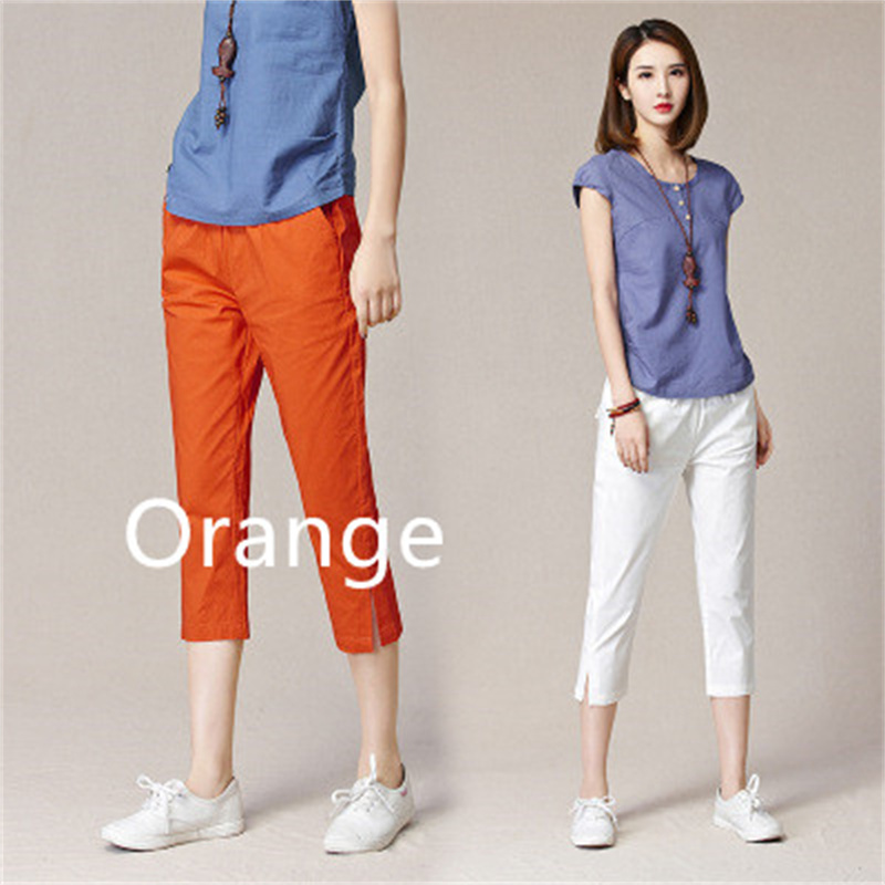 Title 6, Womens Loose High Waist Casual Linen Cropped T...