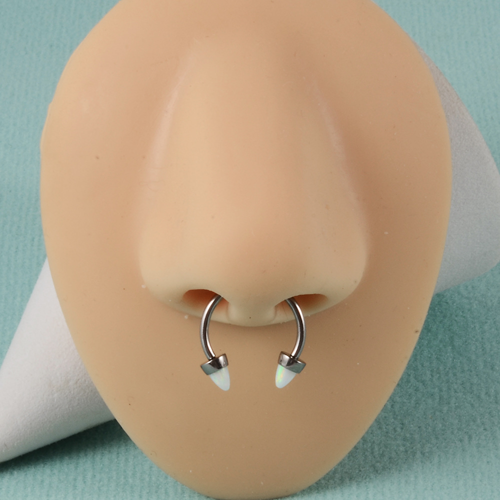 Opal Internal Thread Lip Ring Internal Thread Horseshoe Nose Ring - Image 6