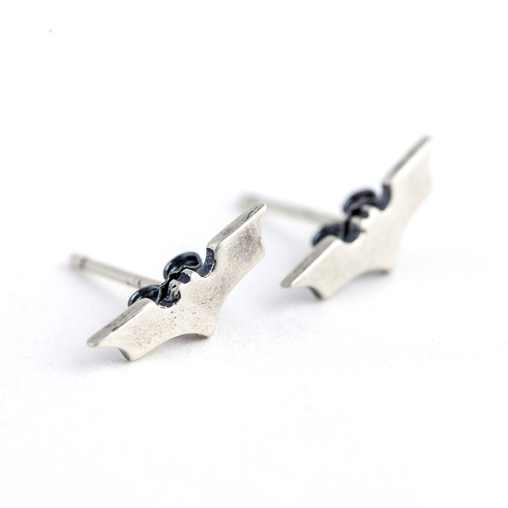 Dark Night 925 Sterling Silver Simple Stud Earrings