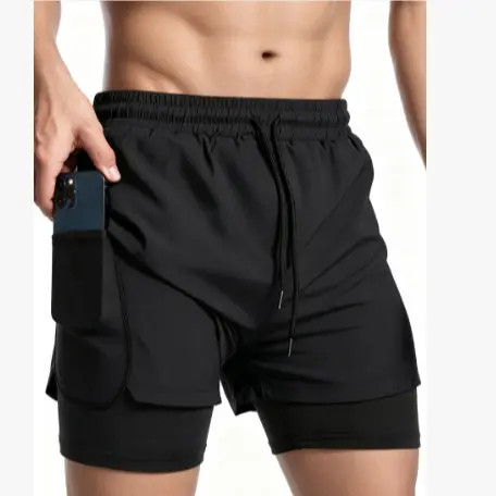 Men Double Layer Quick Dry Running Shorts