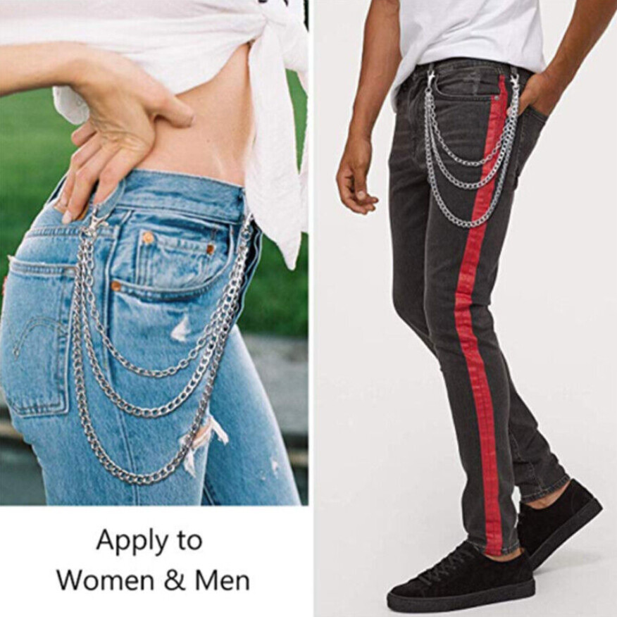 3Pcs Jeans Trousers Key Chain Rock Chains Pants Body Metal Belt Punk Unisex — image 5