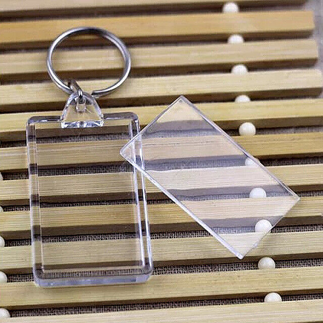 Blank Keyring Acrylic Plastic Passport Photo Key Rings Craft Picture UK — image 4