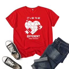 Fashion Casual Graphic Print Short-sleeved T-shirt - Red - View 1