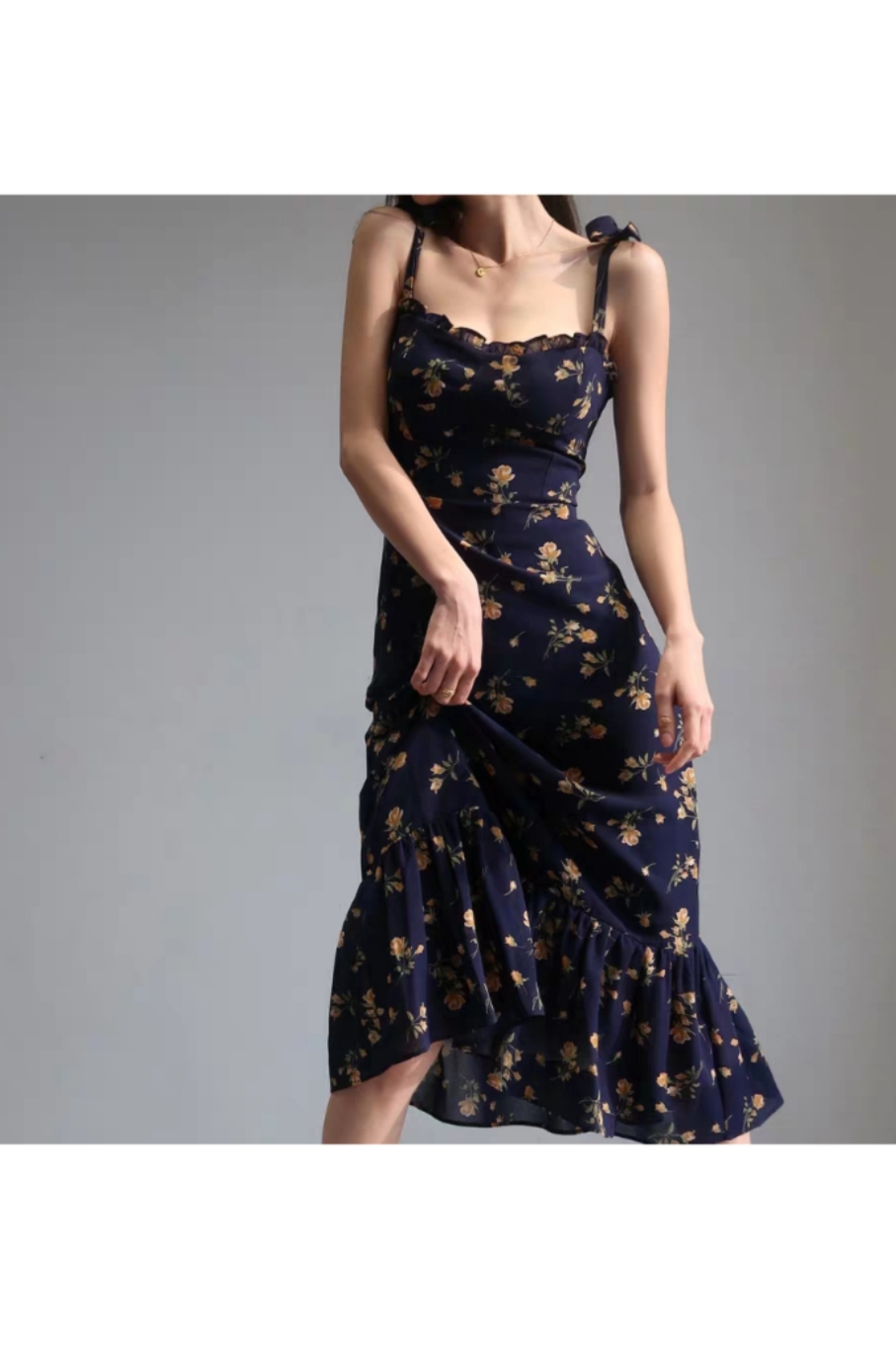 Floral Chiffon A-Line Dress
