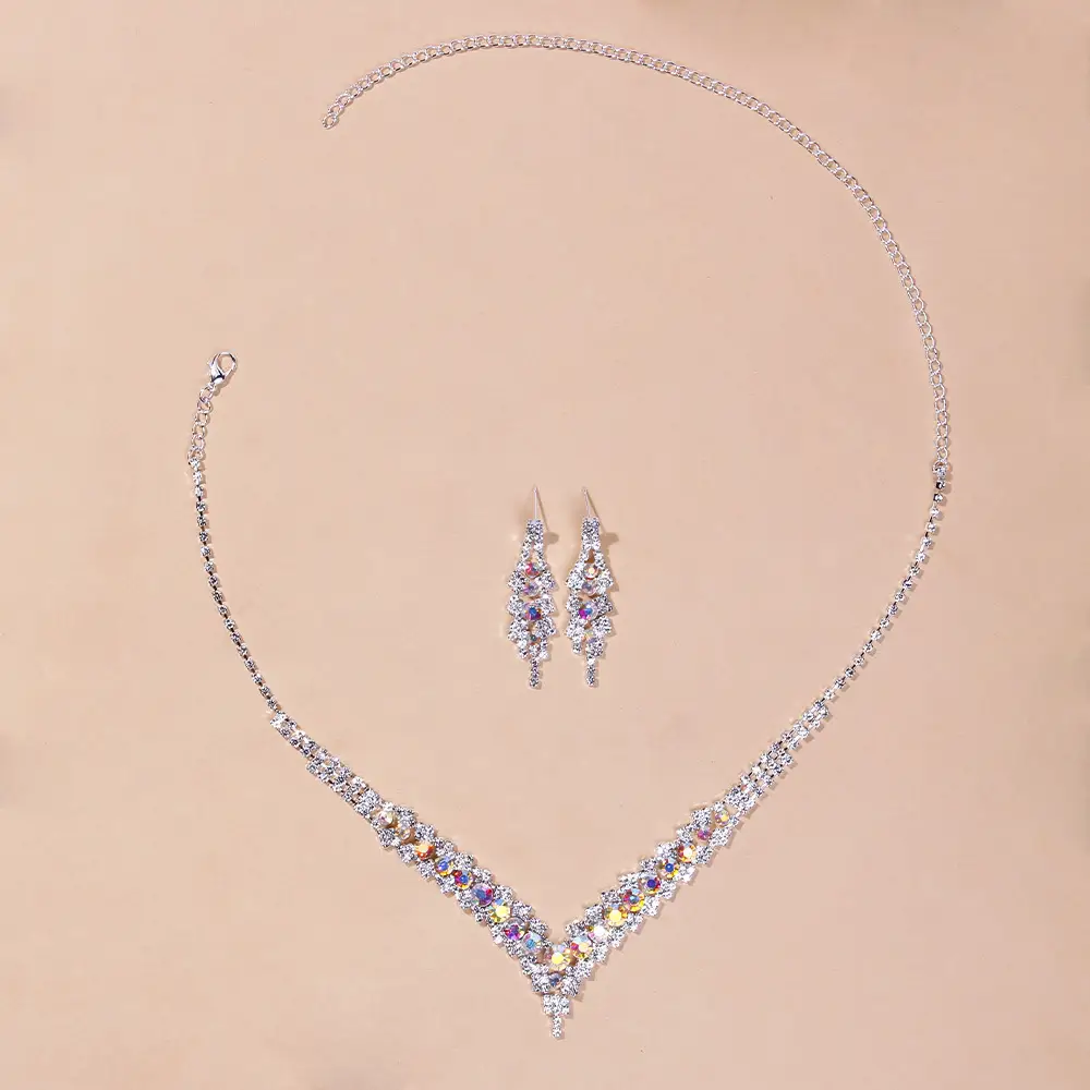 Women's Fashion Simple Crystal Necklace Set