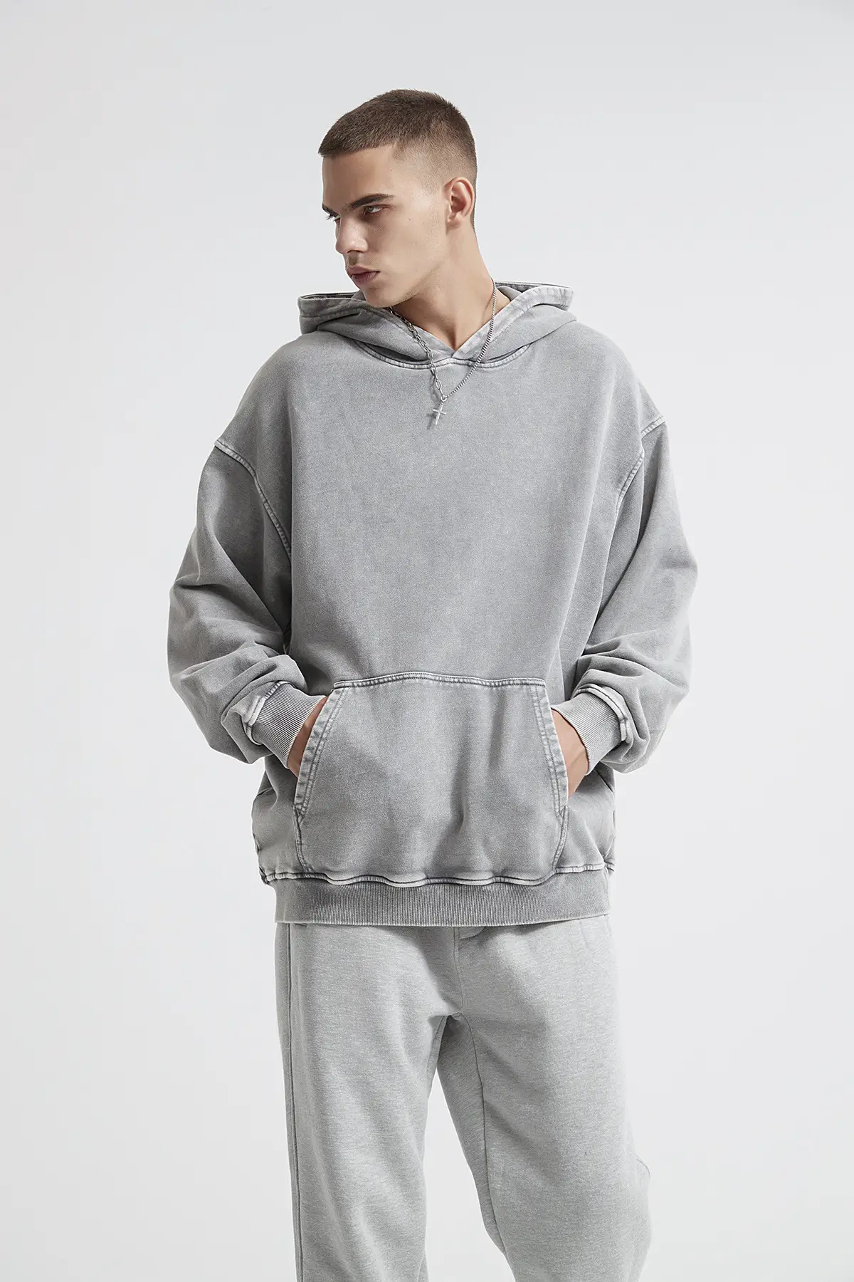Thick Washed Batik Distressed Hoodie