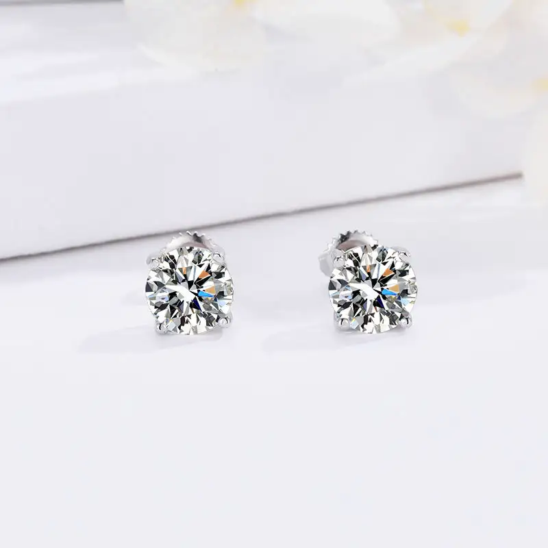 S925 Tremella Studs Advanced Ear Accessories Classic Four Claw Mosan