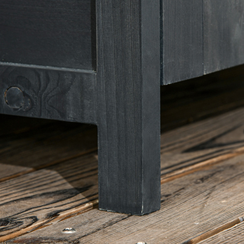 Outsunny Garden Shed 4-Tier Wooden Garden Outdoor Shed 3 Shelves Utility Gardener Cabinet Lockable 2 Doors - Grey - Image 3