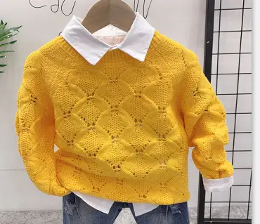 Children's New Sweater With Printed Shirt And Jeans