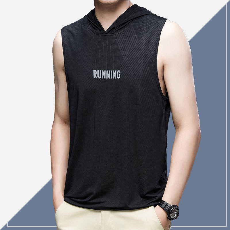 Title 9, Mens Hooded Fitness Running Vest Sleeveless T-...