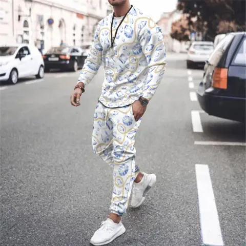 Round Neck T Shirt Long Sleeve Sports Pants Two
