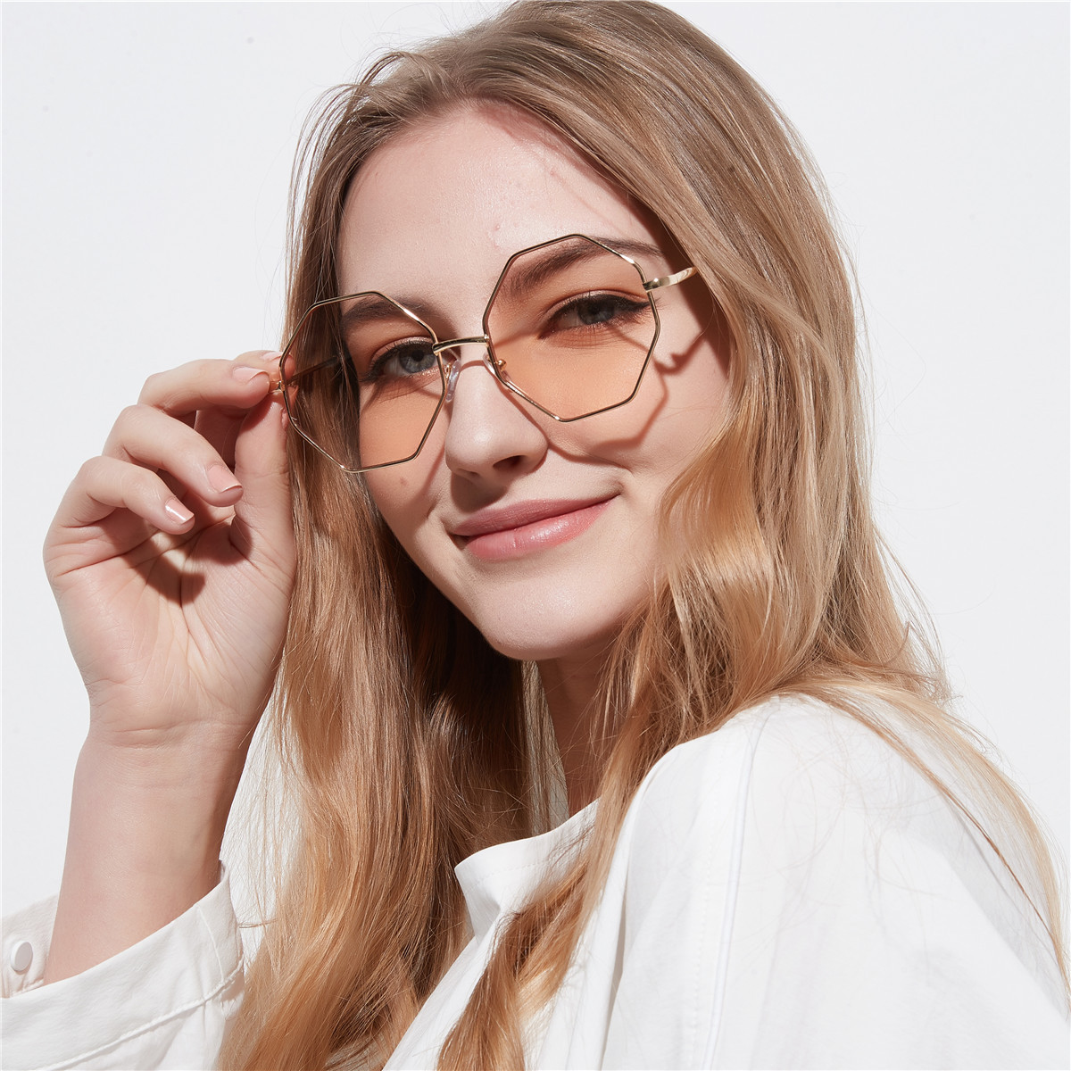 Diamond Polygon Color Clear Lens Sunglasses - Image 7