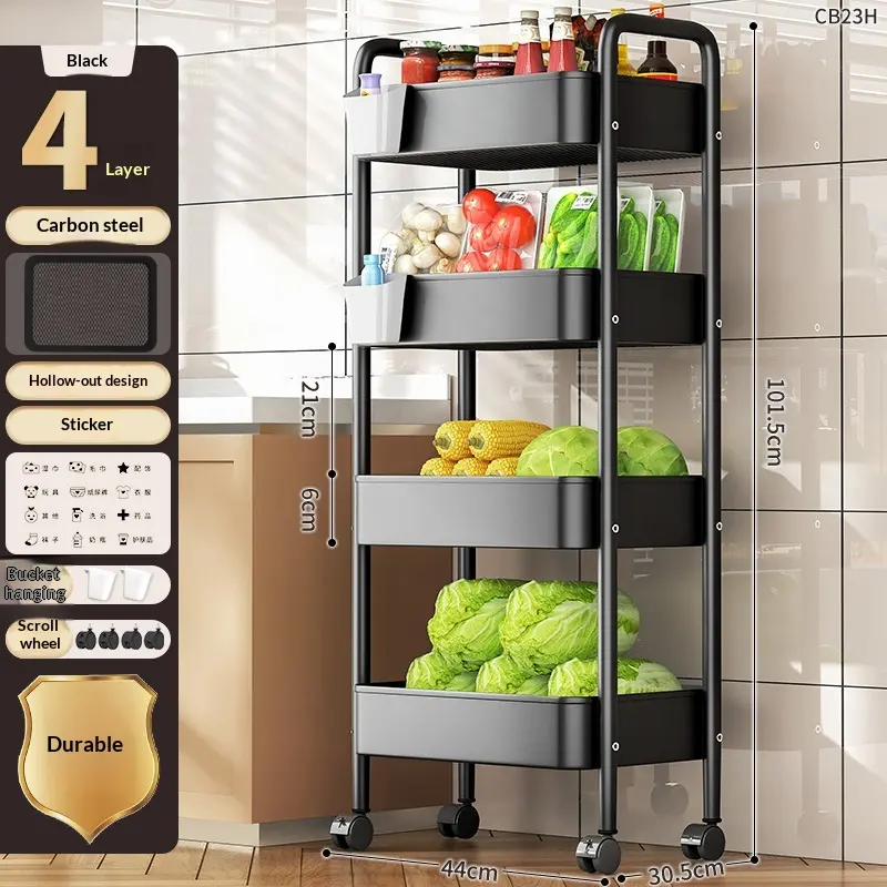 Kitchen Storage Rack, Small Cart, Floor Standing