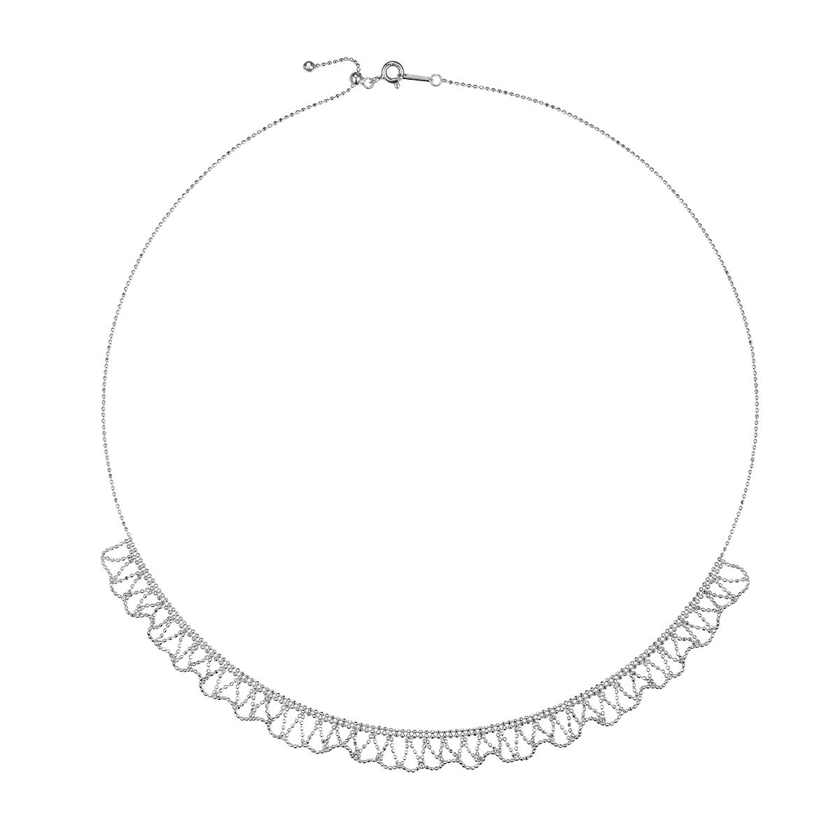 S925 Sterling Silver Scallop Necklace 45cm Adjustable 3.6g Lightweight 9mm Wide 3 Colors Platinum Plated Gift Box