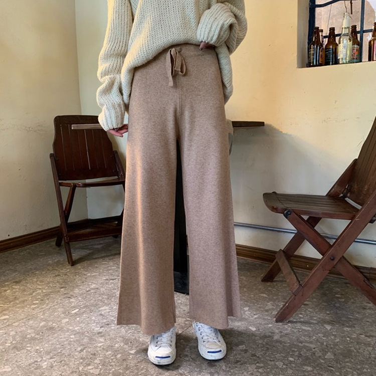 Title 1, Nine Points Of Drape Loose Knit Wide-leg Pants