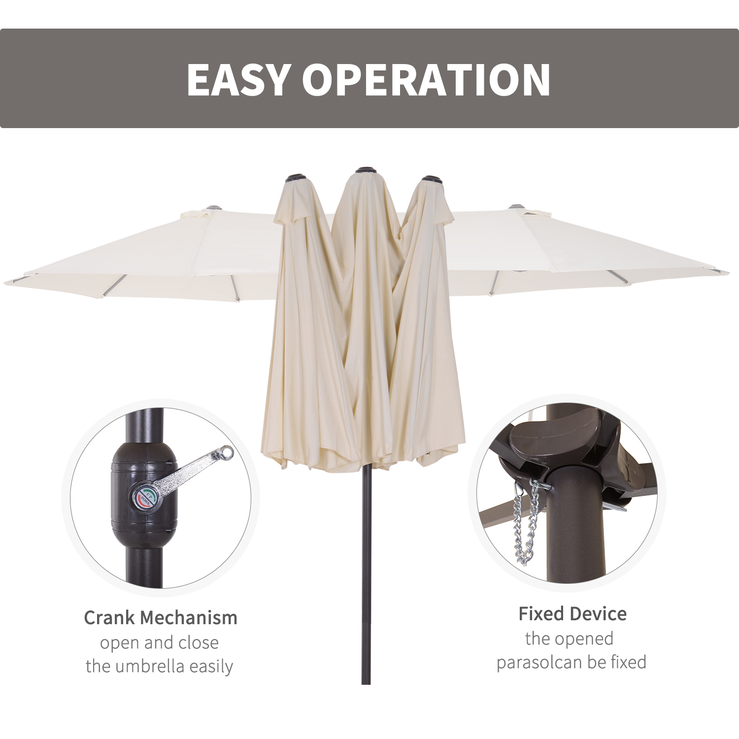 15ft Double Sided Patio Umbrella Outdoor Market Extra Large Cream White With Crank For Deck Lawn Pool_voghion.com