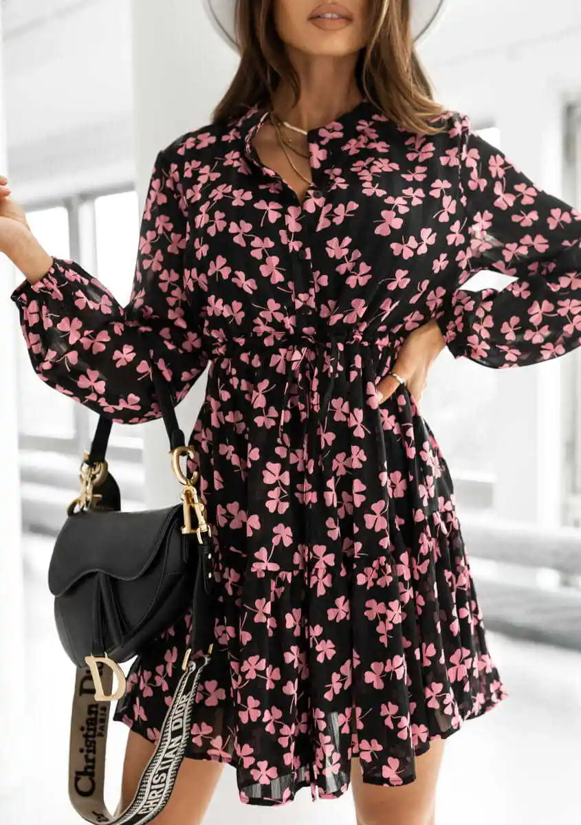 Fashion Ladies Long Sleeve Printed Dress