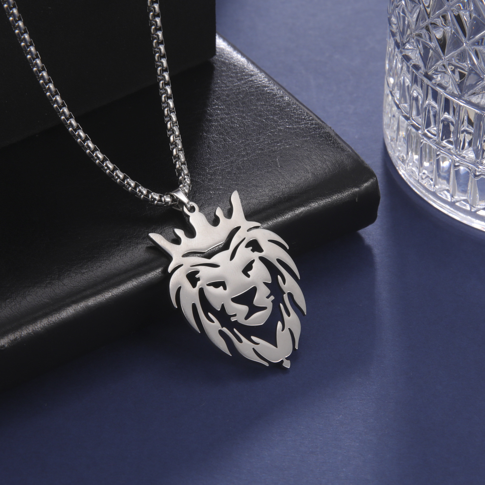 Men's Stainless Steel Real Gold Plating Pendant Box Chain
