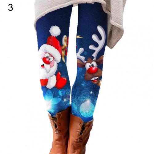 Title 5, Dames elastische broek met print, dunne kerstbroek