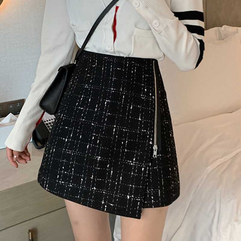 Irregular High Waist A-line Woolen Skirt