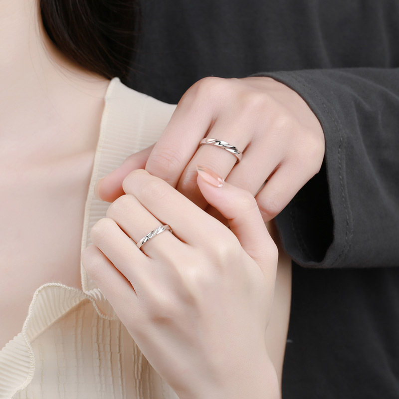 Title 1, 925 Sterling Silver Couple Ring Female