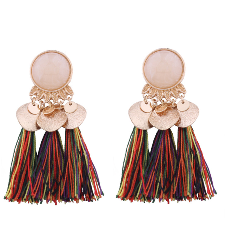 Colorful Alloy Tassel Earrings With Diamond Temperament