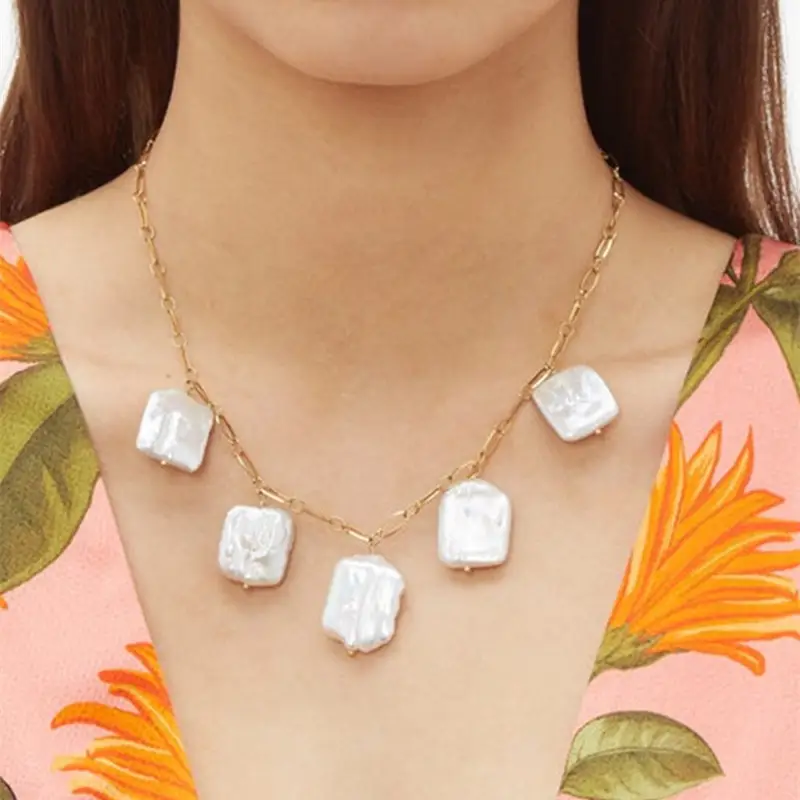 Simple Necklace Inlaid With Natural Special-shaped Pearl Necklace For Women