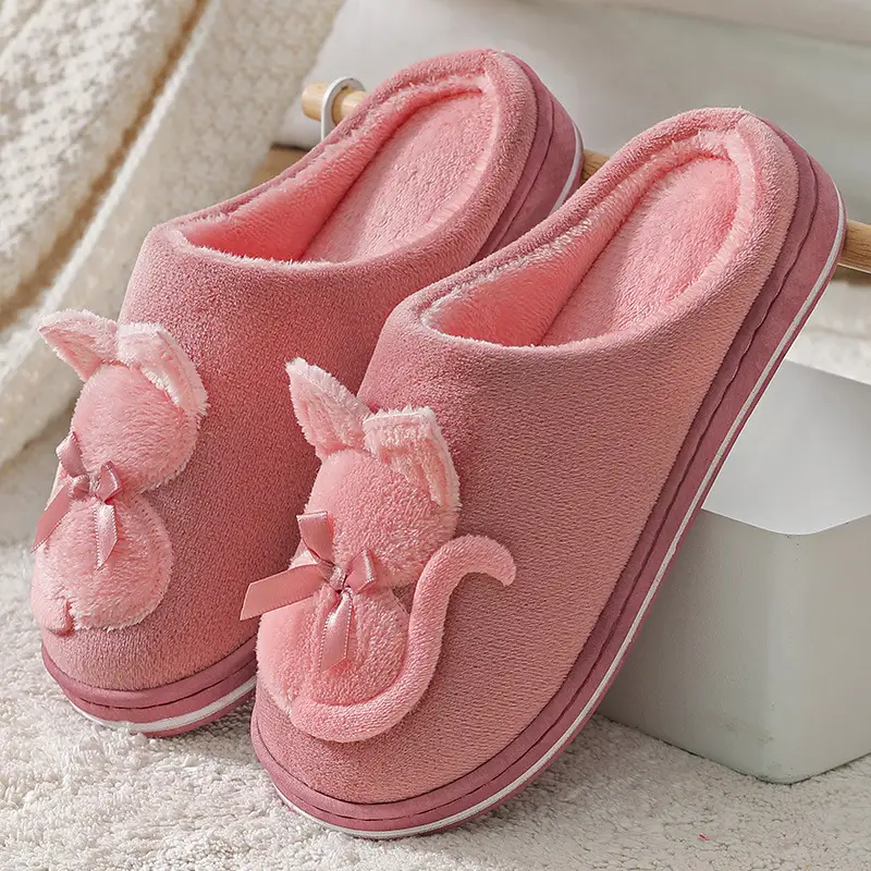 Women's Cute Plush Couple Cotton Slippers Non-slip