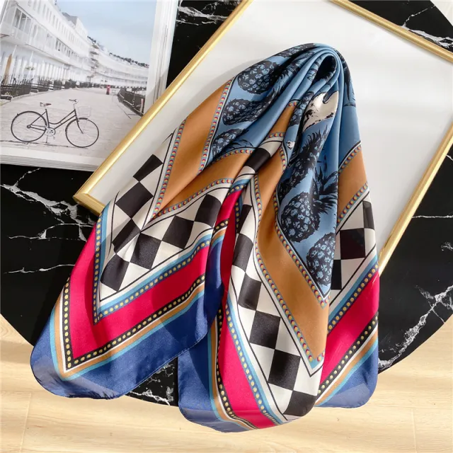 Small Square Plaid Women Colorblock Striped Silk Scarf Fj3423 - Shop at LoveMi