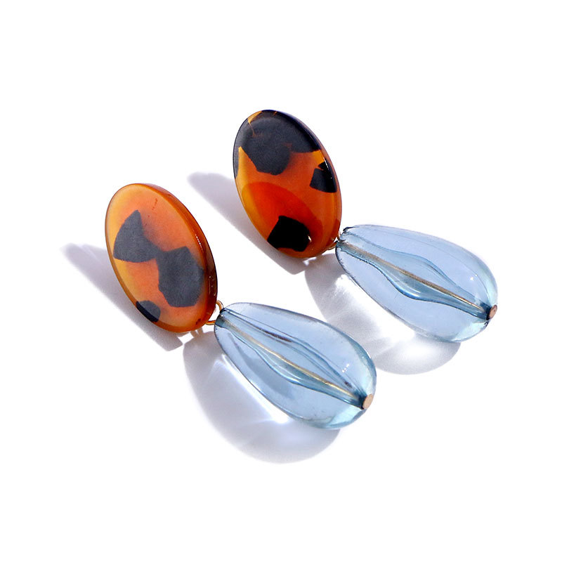 Leopard Print Temperament Fashion Water Drop Crystal Acrylic Earrings