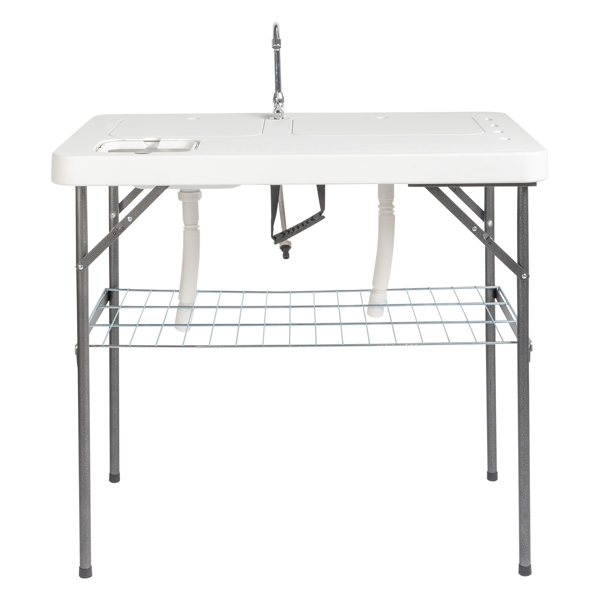 101 X65.5 X 92cm, With Wire Mesh, White, Outdoor Fish Killing Table, HDPE, Rectangular Shape, With Wire Mesh, Foldable