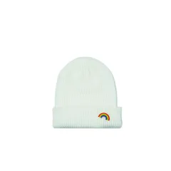 Men's And Women's Fashion Rainbow Elastic Warm Hat - White - View 1