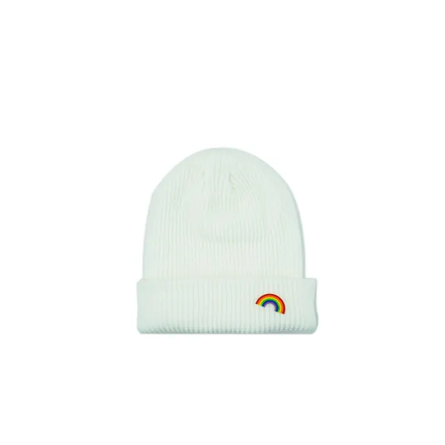 Men's And Women's Fashion Rainbow Elastic Warm Hat White - Shop at LoveMi