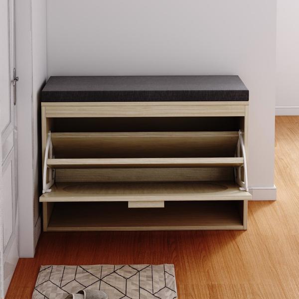 Rattan Shoe Rack, Hallway Shoe Bench, Shoe Cabinet With Flip-Drawer And Seat... 5