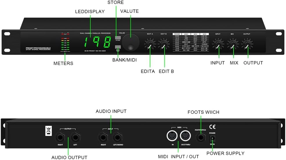 Digital Reverberation Multi-effect DSP Processor Audio Equalizer Vocal — image 3