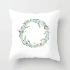 Soft Cactus Print Throw Pillow Cushion Cover - Colour H - View 1