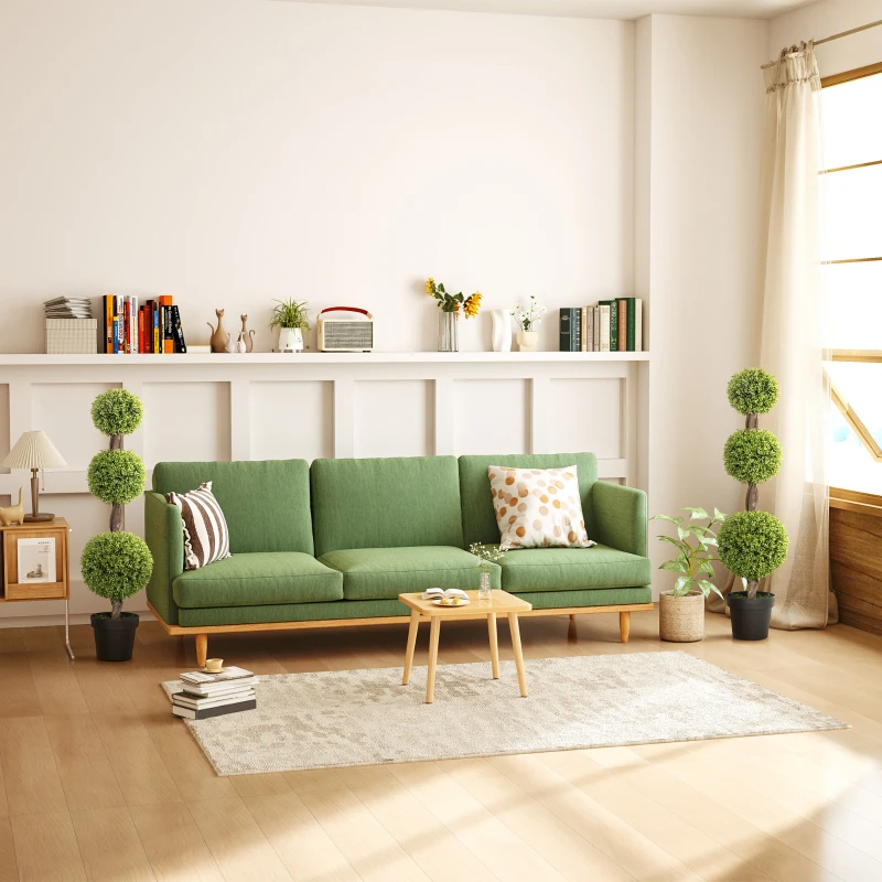 Set Of 2 Artificial Ball Boxwood Topiary Trees, Fake Plants In Pots For Indoor Outdoor Living Room, Green