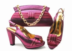 Leisure Style High Heels Matching Clutch Bag New Arrivals - Purple - View 1