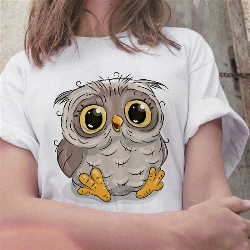 Title 12, Owl Cute Cartoon Print Short Sleeve