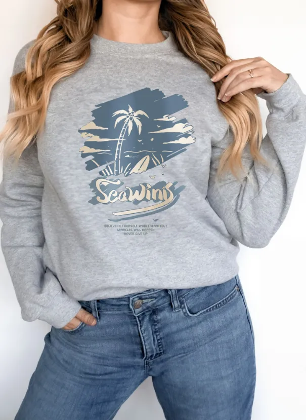 Women's Long Sleeved Printed Hoodie Grey - Shop at LoveMi