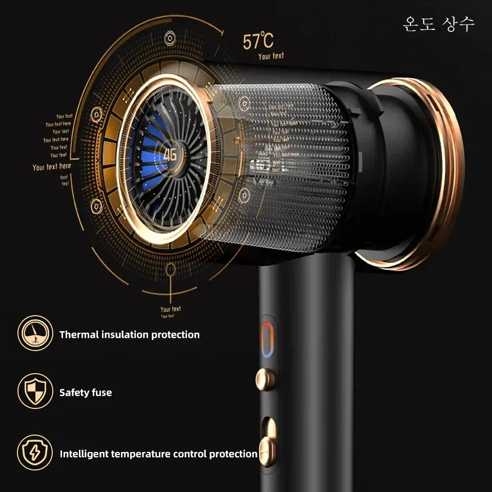 F33 Professional Hair Dryer Hot Cold Wind Air Brush Hairdryer Negative Lonic Blow Dryer Strong PowerDryer Salon Tool 2400W — foto 9
