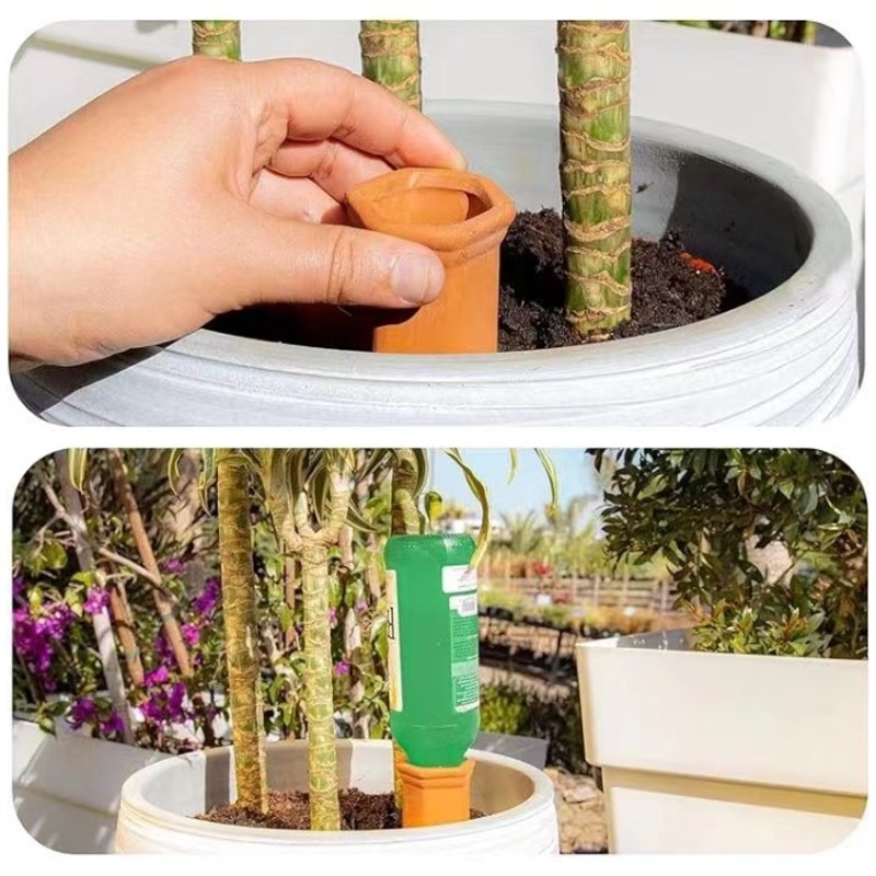 4 Pack Terracotta Plant Watering Stakes Automatic Self Watering Garden Spikes