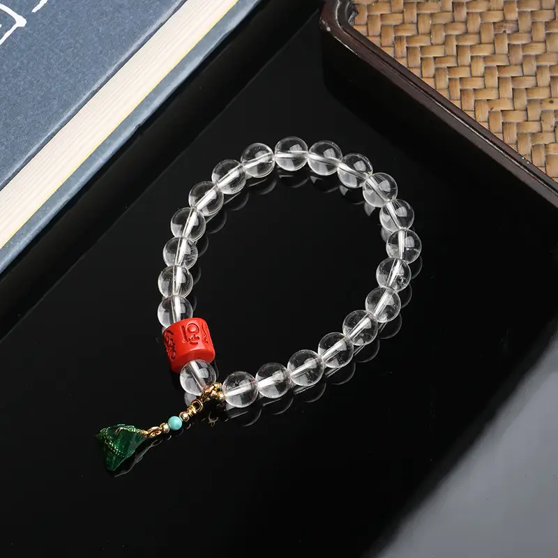 Natural White Crystal Bracelet Men's And Women's Taiwan Cinnabar Six Characters