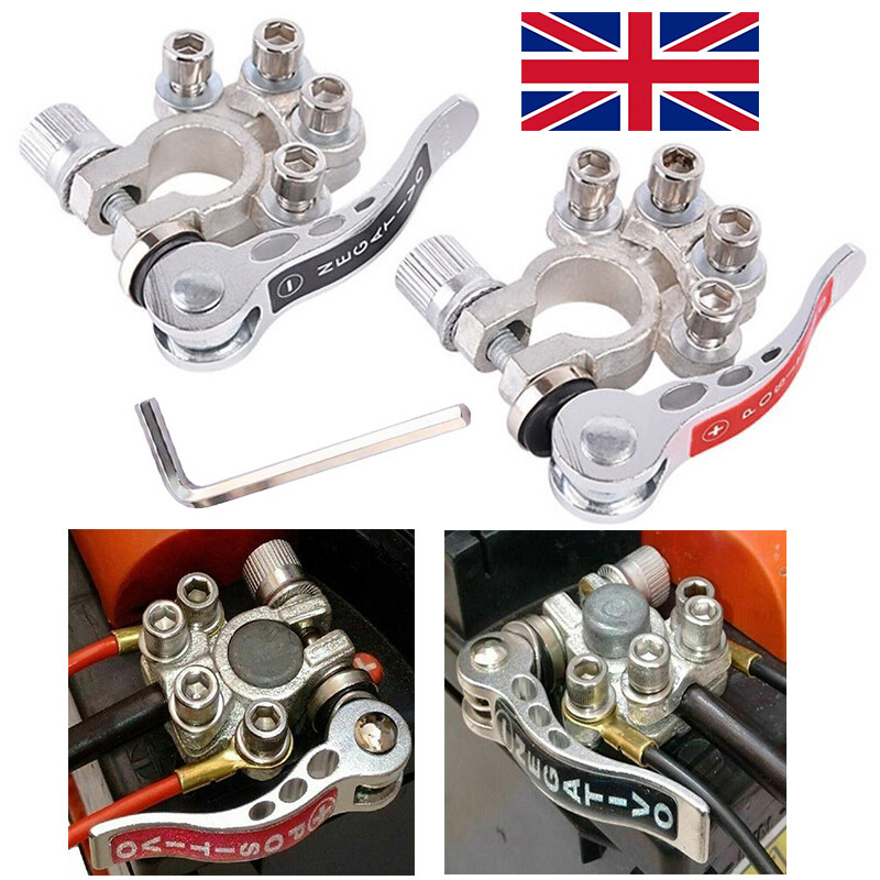 Universal Pure Copper Car Battery Terminal Clamp Connectors (2 Pcs)