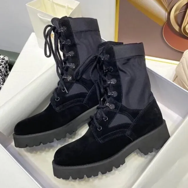 Lace up Casual Solid Color Martin Boots Black - Shop at LoveMi