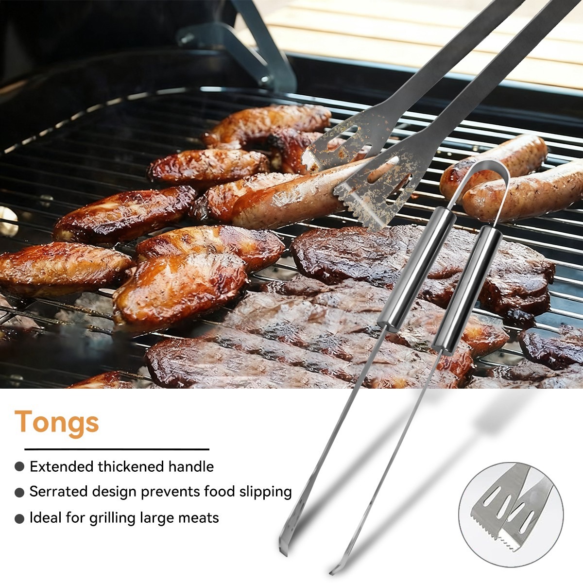 14X Stainless Steel BBQ Barbecue Tool Set Outdoor Grilling Utensils Kit Portable — image 3