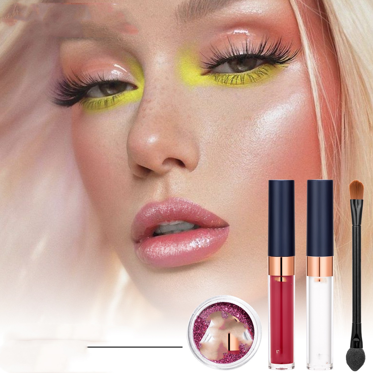 Glitter Lip Gloss Suit Cold Color Pallete Style6 - Shop at LoveMi